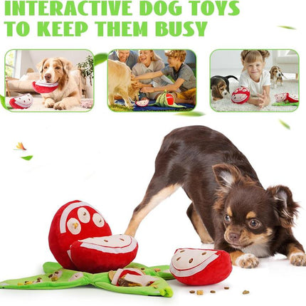 Nocciola 4-In-1 Watermelon Dog Enrichment Toys, 3 Squeaky Slices with a Rind Snuffle Mat for Treats Hunting Fun, Hide and Seek Puzzle Toy for All Breeds