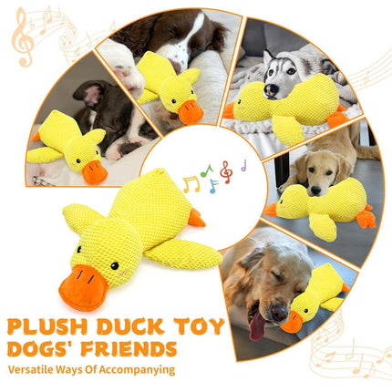 Dog Calming Duck Toy, 2025 New Interactive Plush Duck Toy with Quacking Sound and Crisp Crinkling Noise, Suitable for Aggressive Chewers, Soft Stuffed Calming Pillow, Ideal for Indoor and Outdoor Large, Medium-Sized Dogs and Puppies — Yellow, Pet-Specific