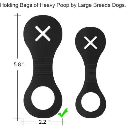 Dog Poop Bag Strong Holder, Leash Waste Bag Carrier, Bicycle Holder, Extra Thick, Black, 2 Pack