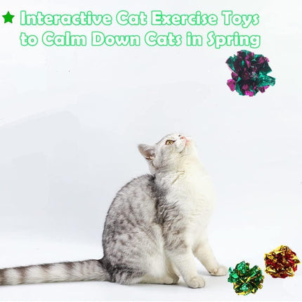 Mylar Crinkle Balls Cat Toys Interactive Crinkle Cat Toy Balls Independent Pet Kitten Cat Toys for Fat Cats Kittens Exercise, Soft and Right Size (6 Pack)