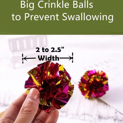 Mylar Crinkle Balls Cat Toys Interactive Crinkle Cat Toy Balls Independent Pet Kitten Cat Toys for Fat Cats Kittens Exercise, Soft and Right Size (6 Pack)