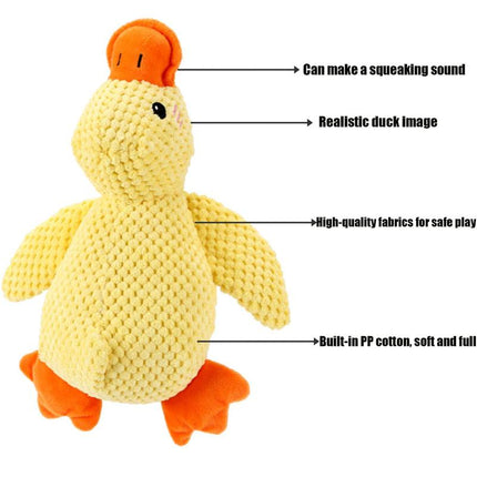 Dog Calming Duck Toy, 2025 New Interactive Plush Duck Toy with Quacking Sound and Crisp Crinkling Noise, Suitable for Aggressive Chewers, Soft Stuffed Calming Pillow, Ideal for Indoor and Outdoor Large, Medium-Sized Dogs and Puppies — Yellow, Pet-Specific