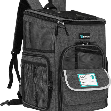 Dog Backpack Carrier, Airline Approved Cat Backpacks for Carrying Small Large Cats, Pet Carrier Back Pack, Ventilated Soft Sided for Travel, Hiking, Camping, Max 18 Lbs, Charcoal