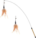 Feather Teaser Cat Toy - Interactive Wand with Extra Long 34.5