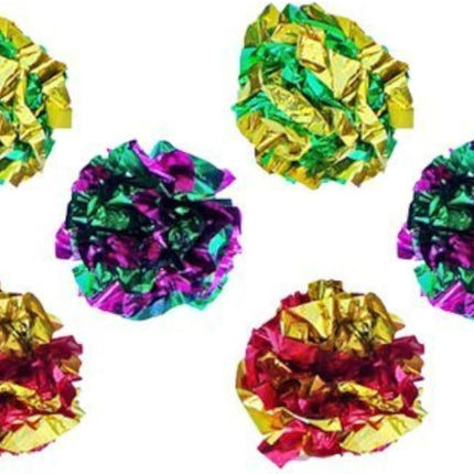 Mylar Crinkle Balls Cat Toys Interactive Crinkle Cat Toy Balls Independent Pet Kitten Cat Toys for Fat Cats Kittens Exercise, Soft and Right Size (6 Pack)