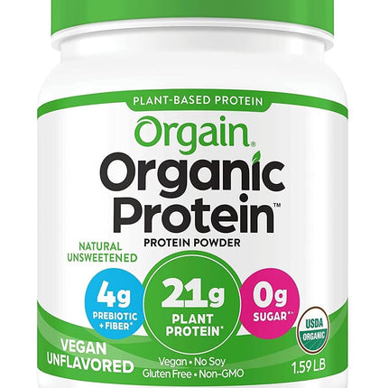 Organic Unflavored Vegan Protein Powder, Natural Unsweetened - 21G of Plant Based Protein, Non Dairy, Gluten Free, No Sugar Added, Soy Free, Non-Gmo, 1.59 Lb (Packaging May Vary)