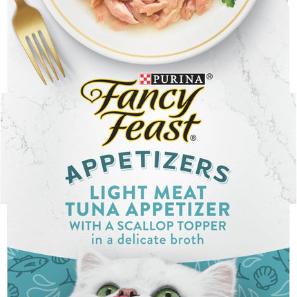 Purina  Appetizers Lickable Grain Free Wet Cat Food Topper Light Meat Tuna Appetizer with Scallop - (Pack of 10) 1.1 Oz. Trays