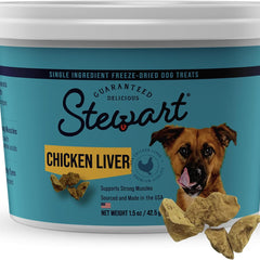 Single Ingredient Freeze Dried Raw Dog Treats, Chicken Liver, 1.5 Ounce, Approx. 25 Pieces per Resealable Tub, Training Treats or Meal Topper, High Protein, Grain Free, Gluten Free