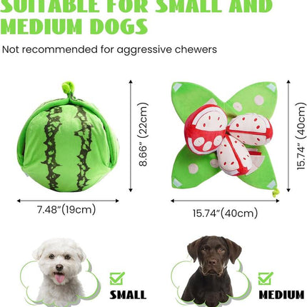 Nocciola 4-In-1 Watermelon Dog Enrichment Toys, 3 Squeaky Slices with a Rind Snuffle Mat for Treats Hunting Fun, Hide and Seek Puzzle Toy for All Breeds