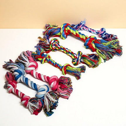 Dog Toy Three-Strand Cotton Rope Pet Toy Large Medium Small Dog Double Knot Dog Bite Rope