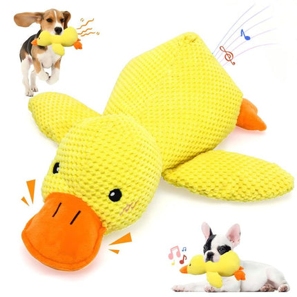 Dog Calming Duck Toy, 2025 New Interactive Plush Duck Toy with Quacking Sound and Crisp Crinkling Noise, Suitable for Aggressive Chewers, Soft Stuffed Calming Pillow, Ideal for Indoor and Outdoor Large, Medium-Sized Dogs and Puppies — Yellow, Pet-Specific