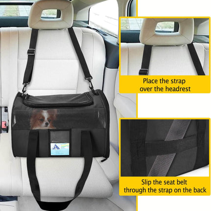 Pet Carrier Airline Approved, Cat Carriers for Medium Cats Small Cats, Soft Dog Carriers for Small Dogs, TSA Approved Pet Carrier for Cat Dog of 15 Lbs, Puppy Carrier,Black