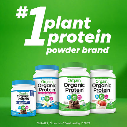 Organic Unflavored Vegan Protein Powder, Natural Unsweetened - 21G of Plant Based Protein, Non Dairy, Gluten Free, No Sugar Added, Soy Free, Non-Gmo, 1.59 Lb (Packaging May Vary)