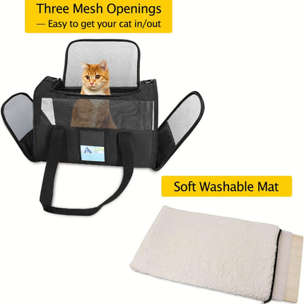 Pet Carrier Airline Approved, Cat Carriers for Medium Cats Small Cats, Soft Dog Carriers for Small Dogs, TSA Approved Pet Carrier for Cat Dog of 15 Lbs, Puppy Carrier,Black