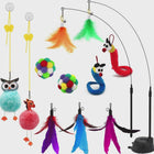 4-in-1 Interactive Cat Toys – Wand, Feathers, and Fishing Pole (SOFT & SQUEAK TOYS)